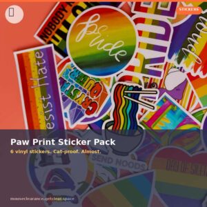Mouse Clearance Paw Print Sticker Pack - 6 vinyl stickers. Cat-proof. Almost.