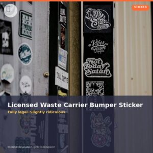 Mouse Clearance Licensed Waste Carrier Bumper Sticker - Fully legal. Slightly ridiculous.